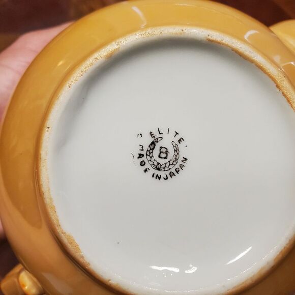 Butterscotch Peach Orange Lusterware Glazed Elite Japan Teapot - Picture 10 of 12